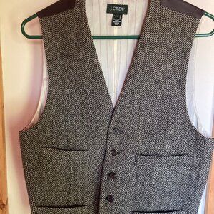 J Crew Wool Herringbone Dress Vest, Sm